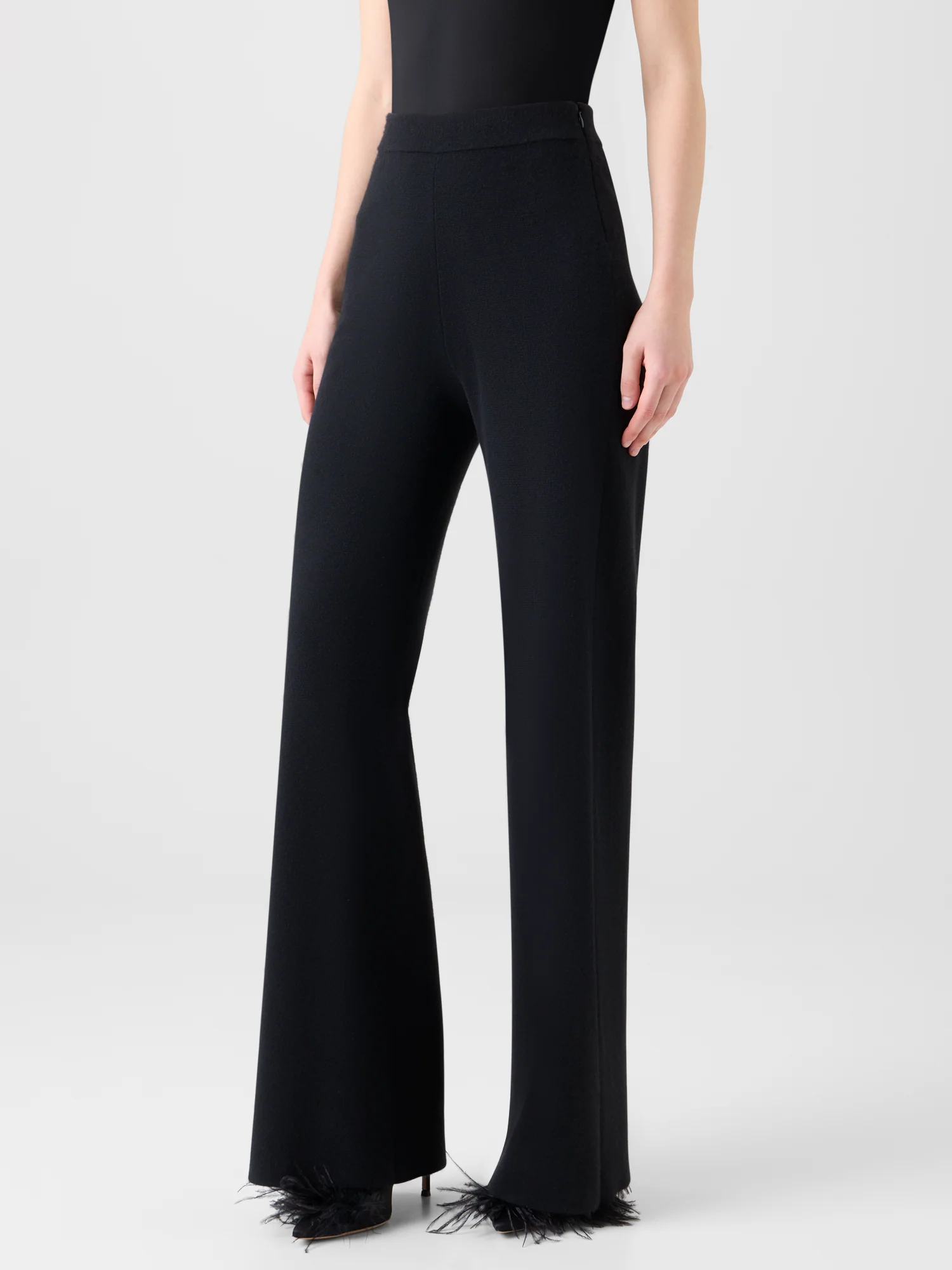 Slight Flared Cashmere Silk Knit Pants - Image 5