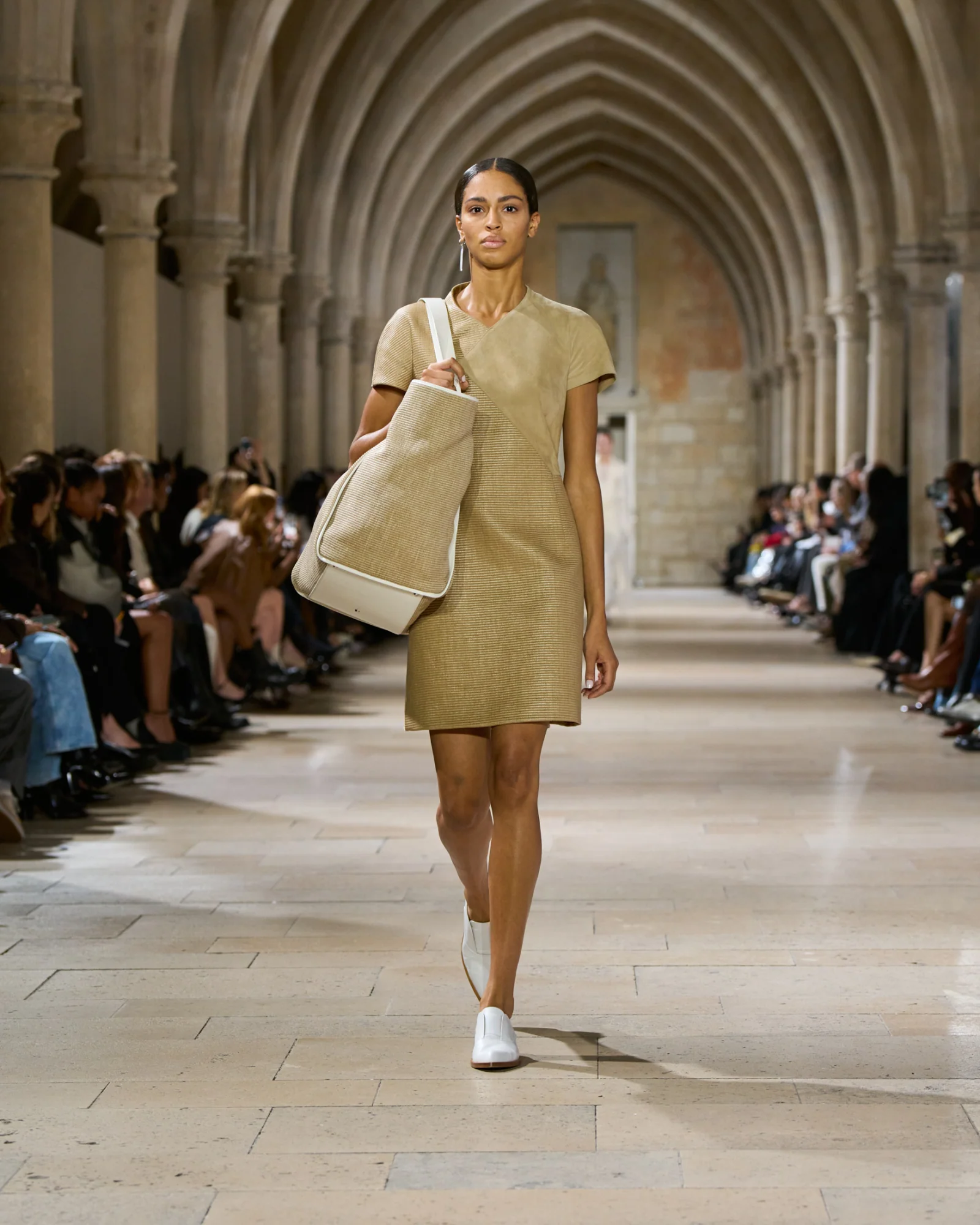Soft Cotton Raffia and Suede Leather Dress - Image 2