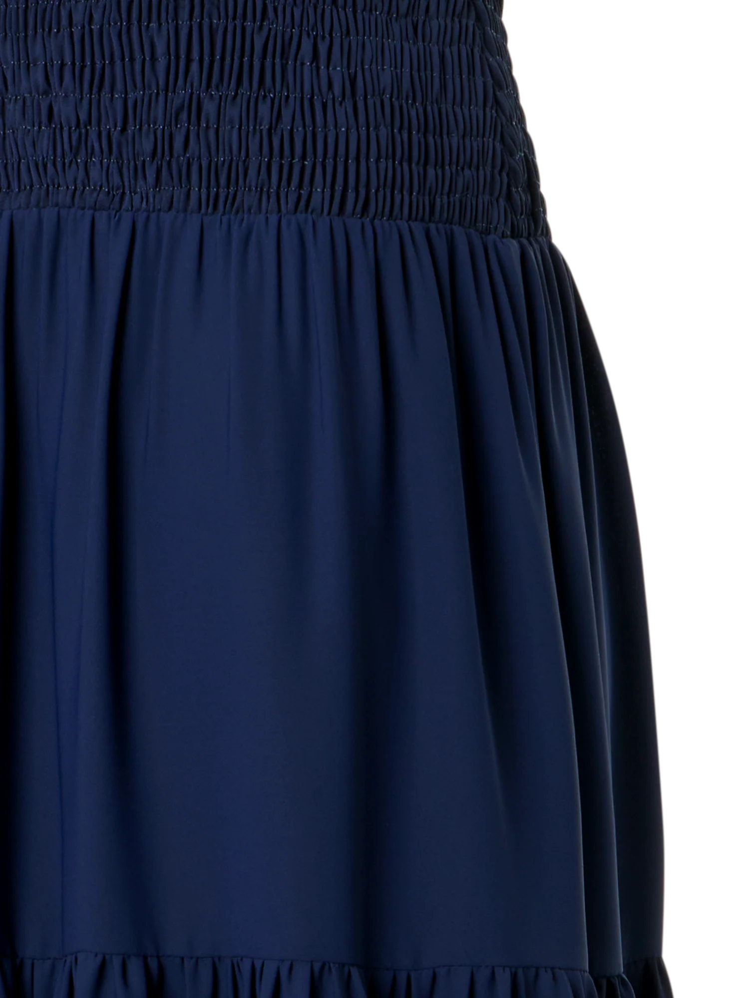 Fitted Smocked Georgette A-Line Midi Dress - Image 3