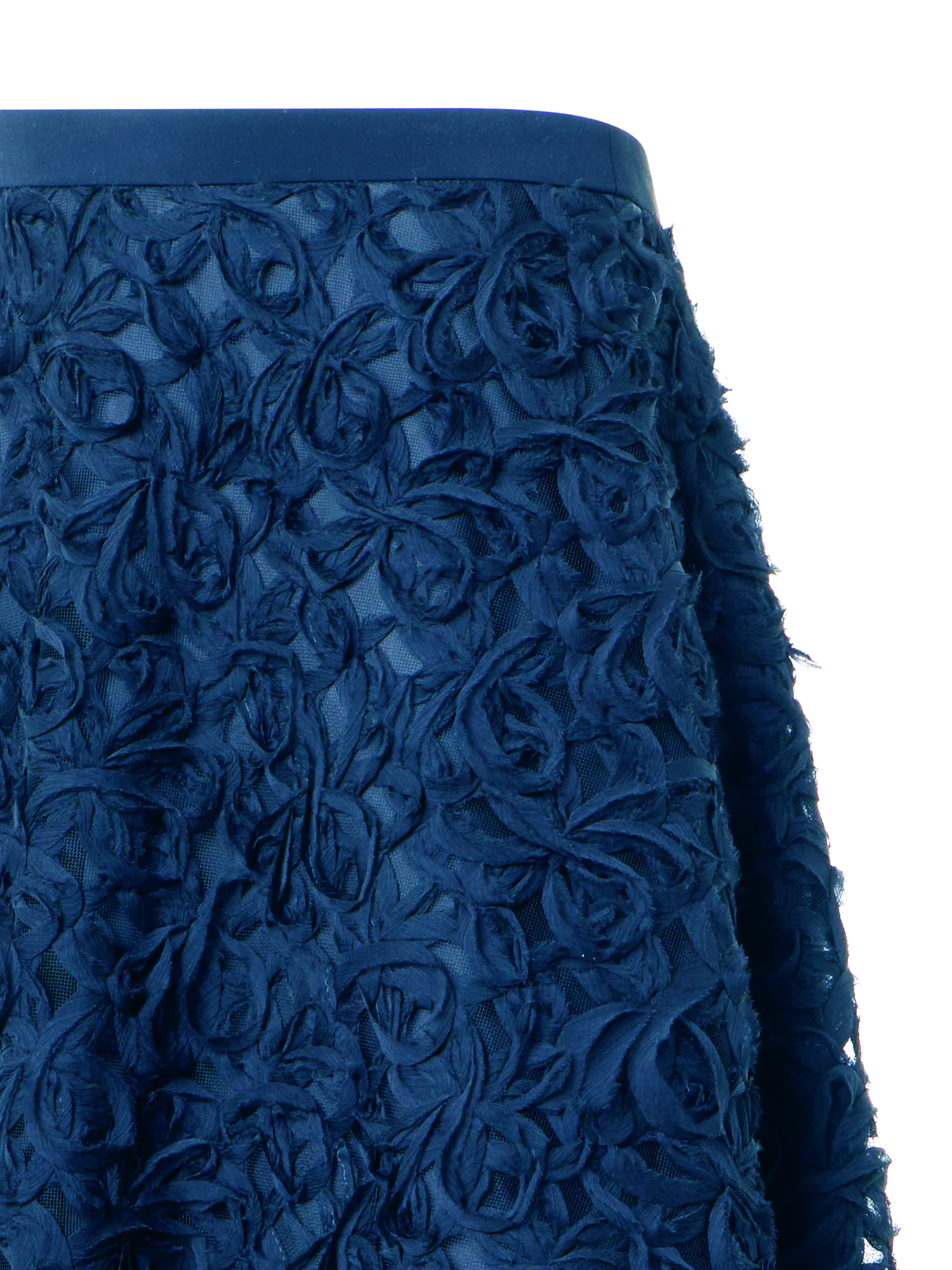 Flared Carnation Embroidered Tulle Midi Skirt - Image 3