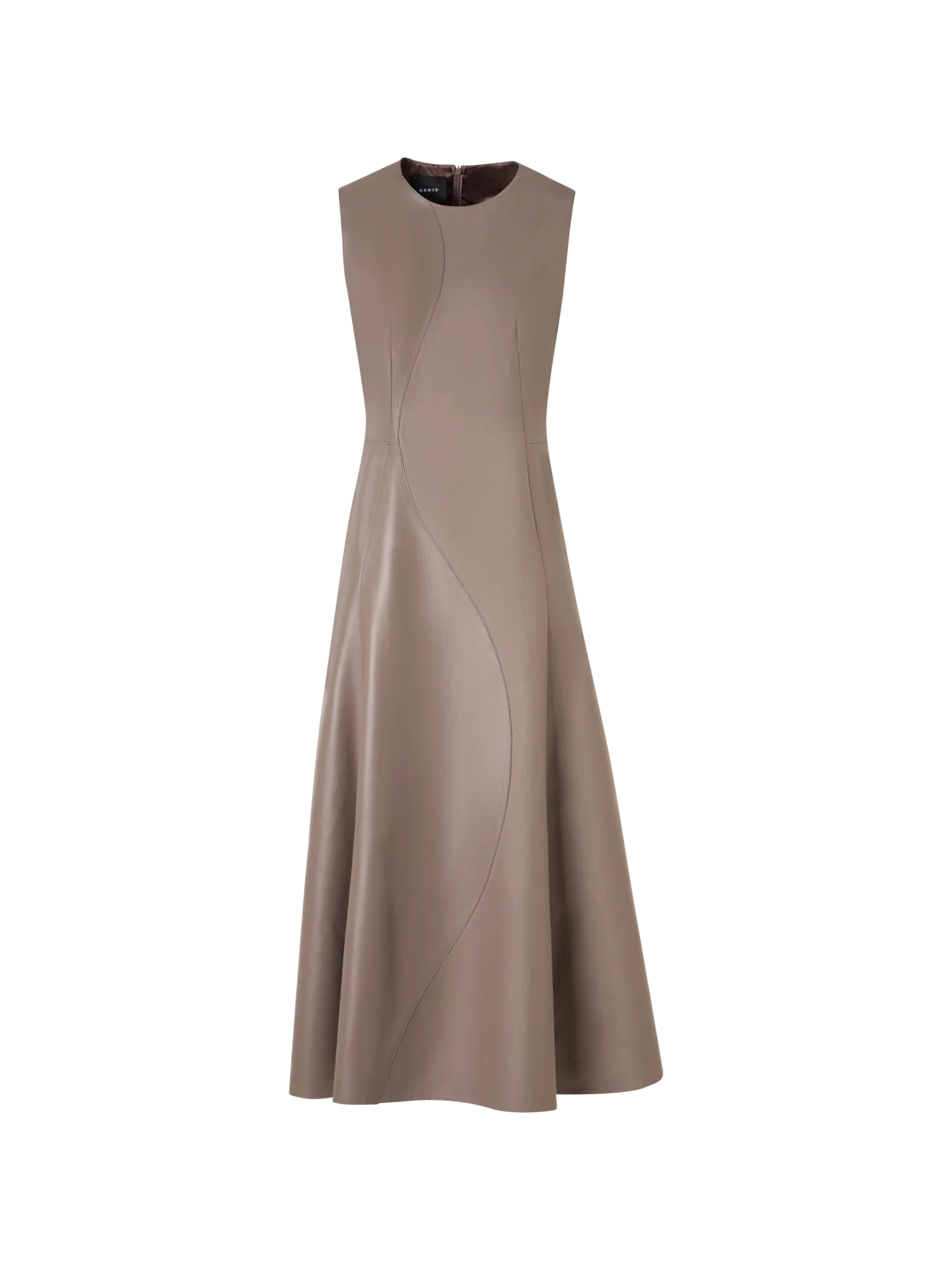 Flared Midi Dress with Leather Patchwork