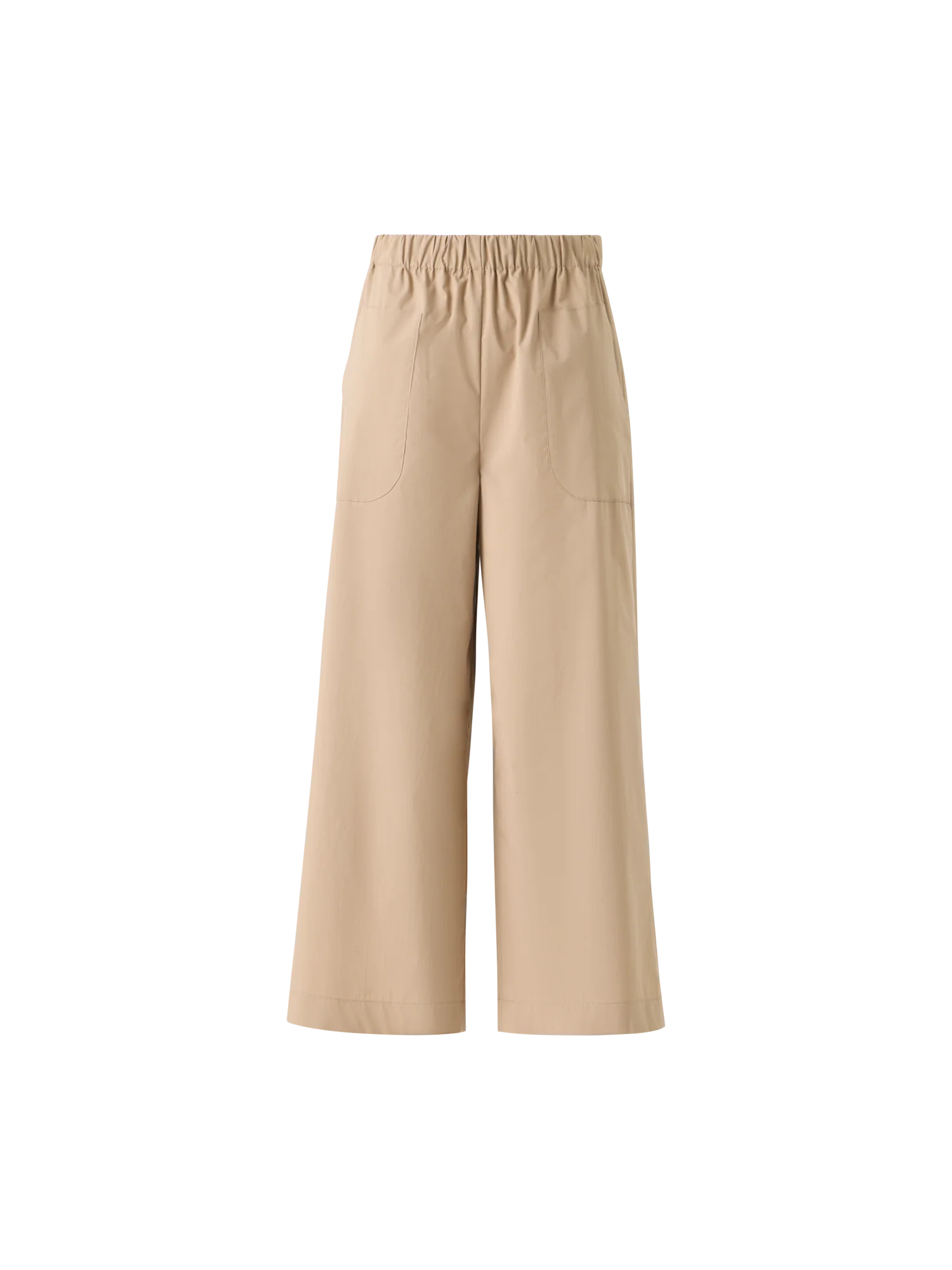 Frey Cropped Cotton Culotte Pants with Elastic Waist