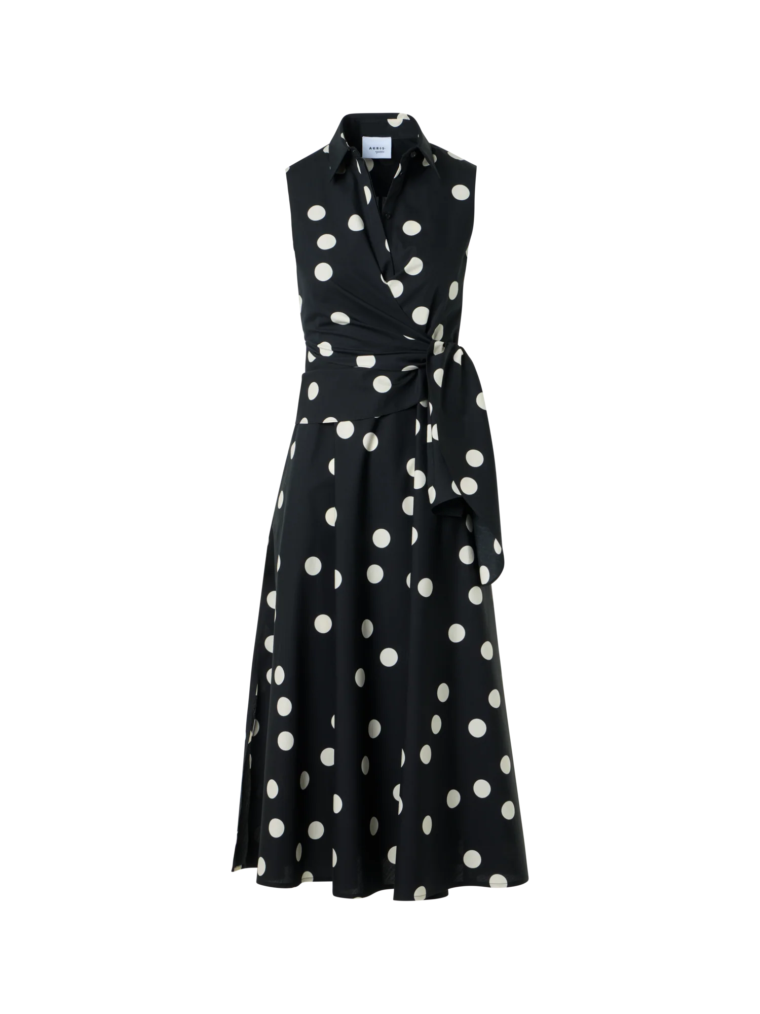 Polka Dot Wrap Midi Dress in Cotton Poplin