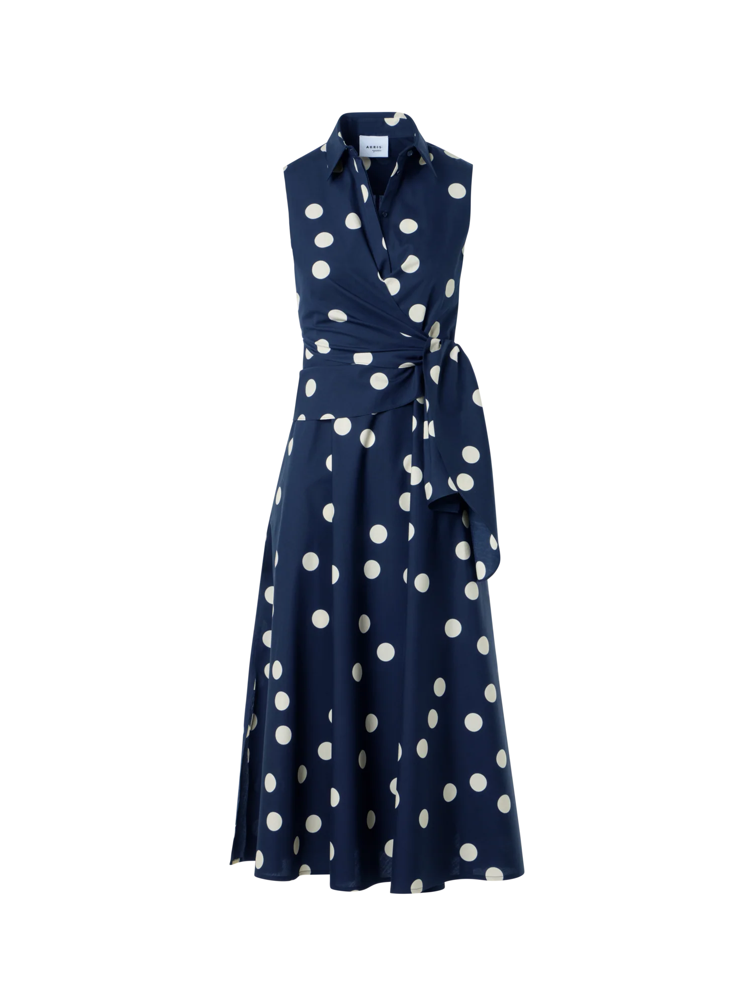 Polka Dot Wrap Midi Dress in Cotton Poplin