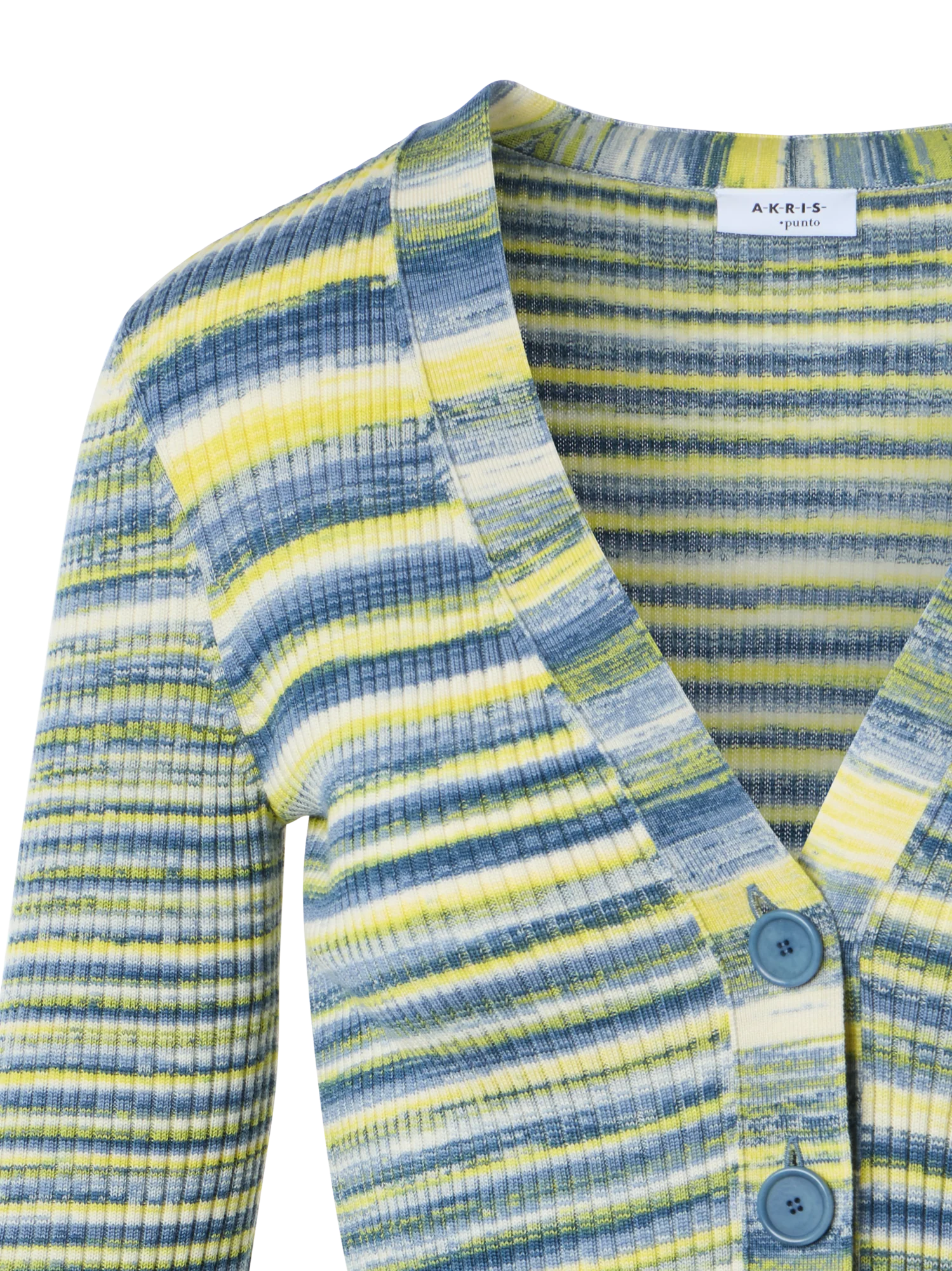 Space-Dye Rib Merino Wool Knit Cardigan - Image 2