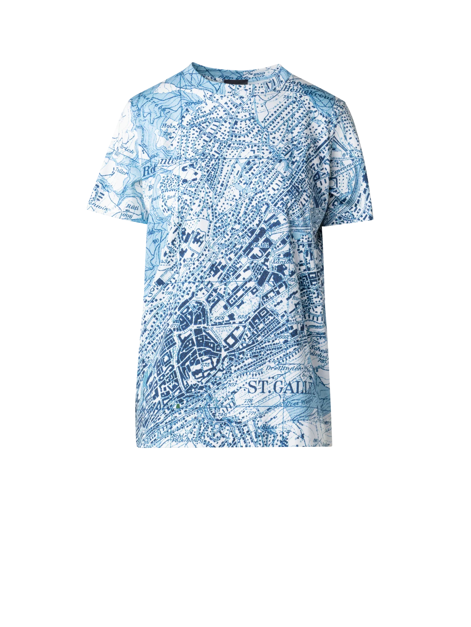 St. Gallen Map Print Cotton Jersey T-shirt