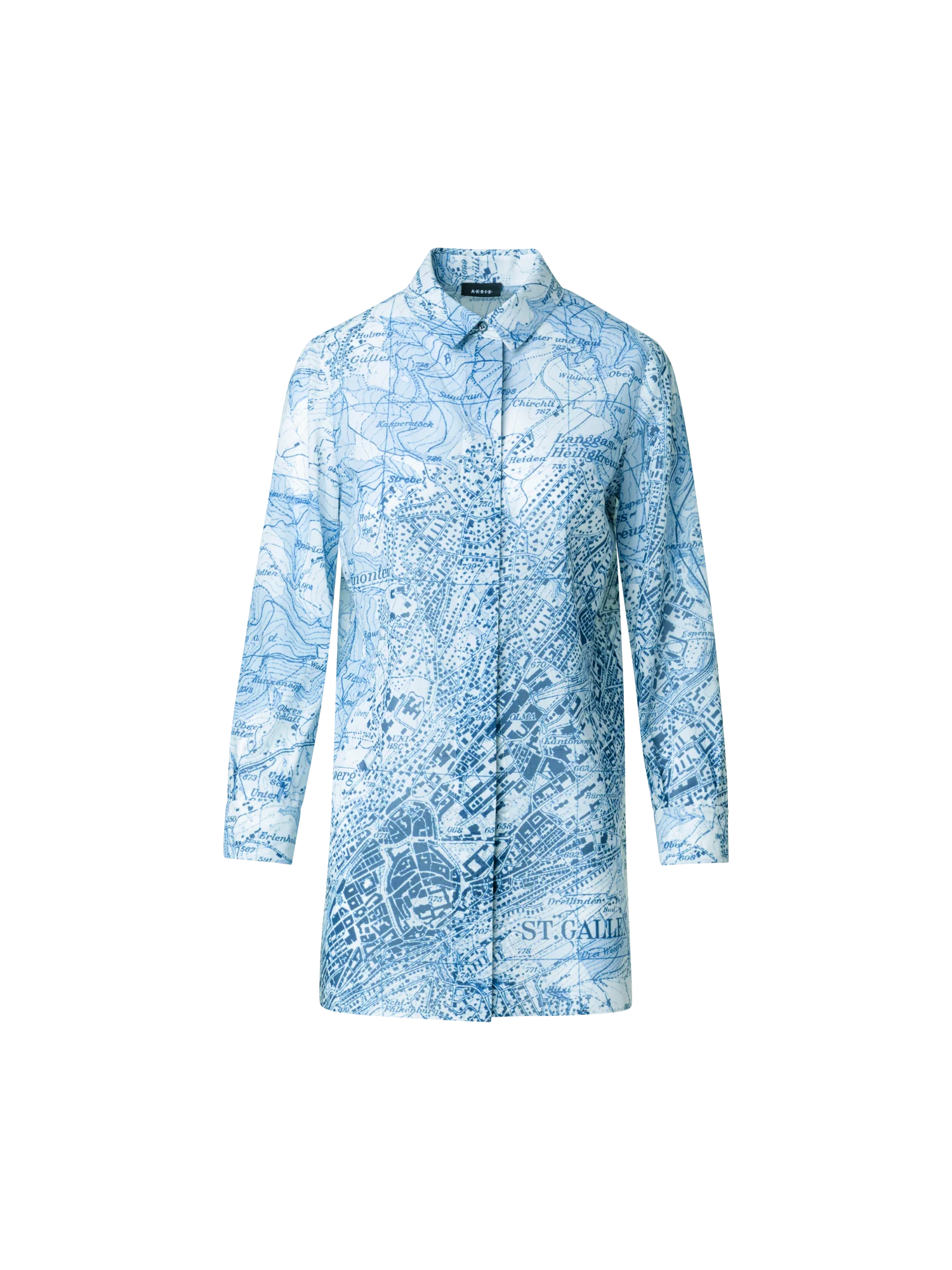 Long Tunic Blouse with St. Gallen Map Print