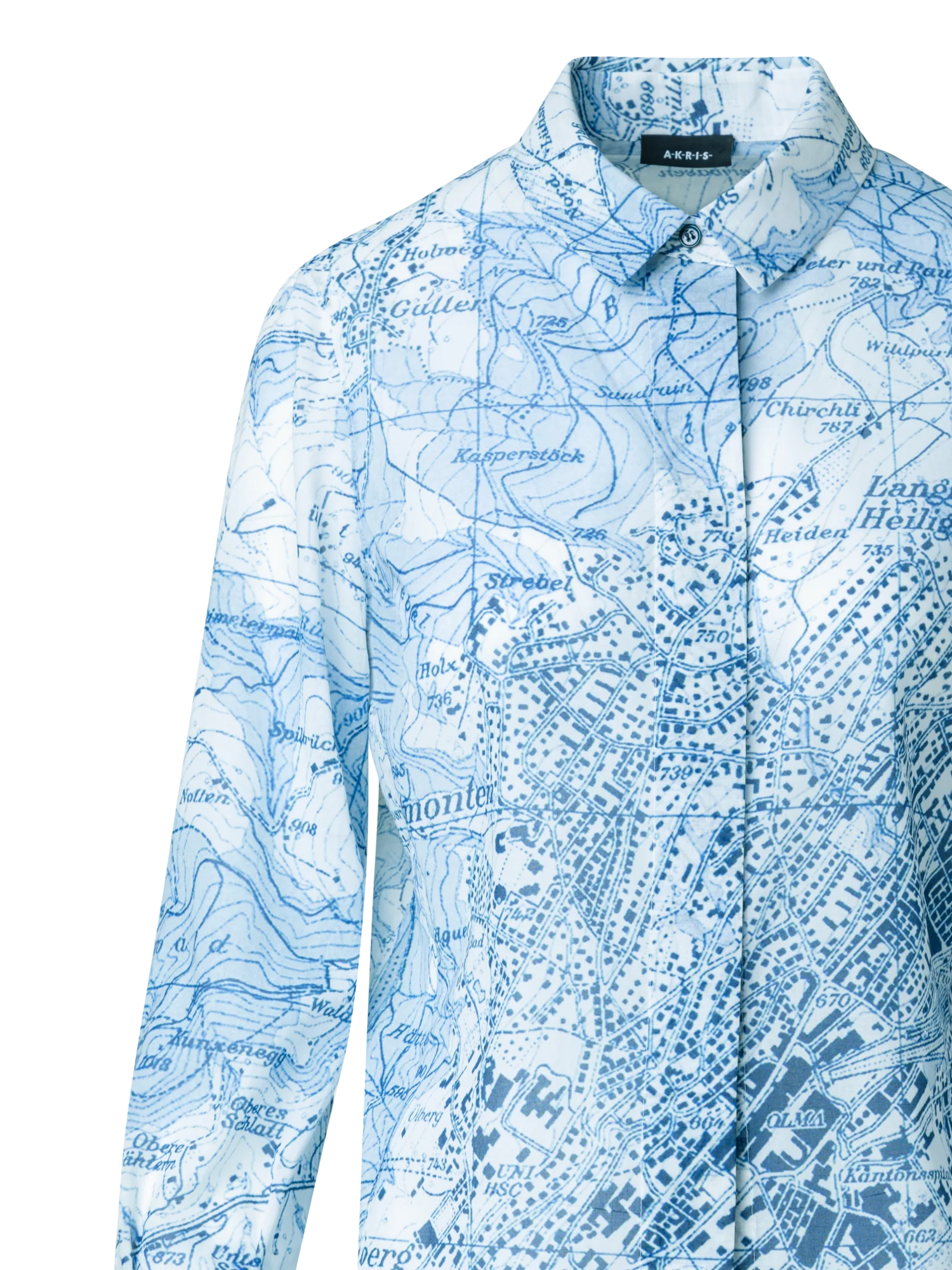 Long Tunic Blouse with St. Gallen Map Print - Image 5