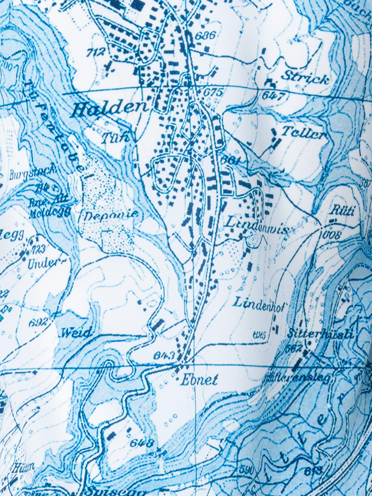 St. Gallen Map Print Silk Blouse - Image 5