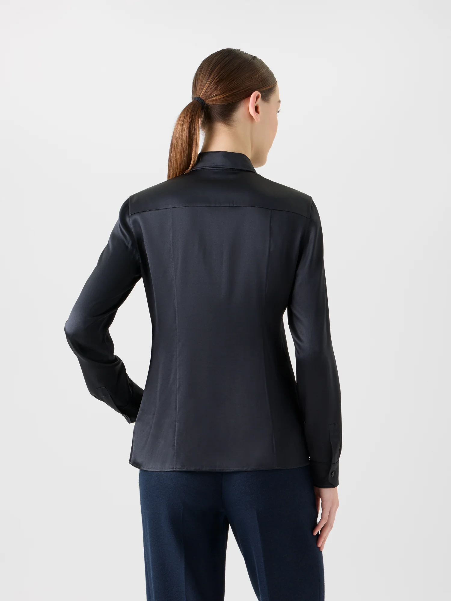Stretch Silk Satin Shirt Blouse - Image 5