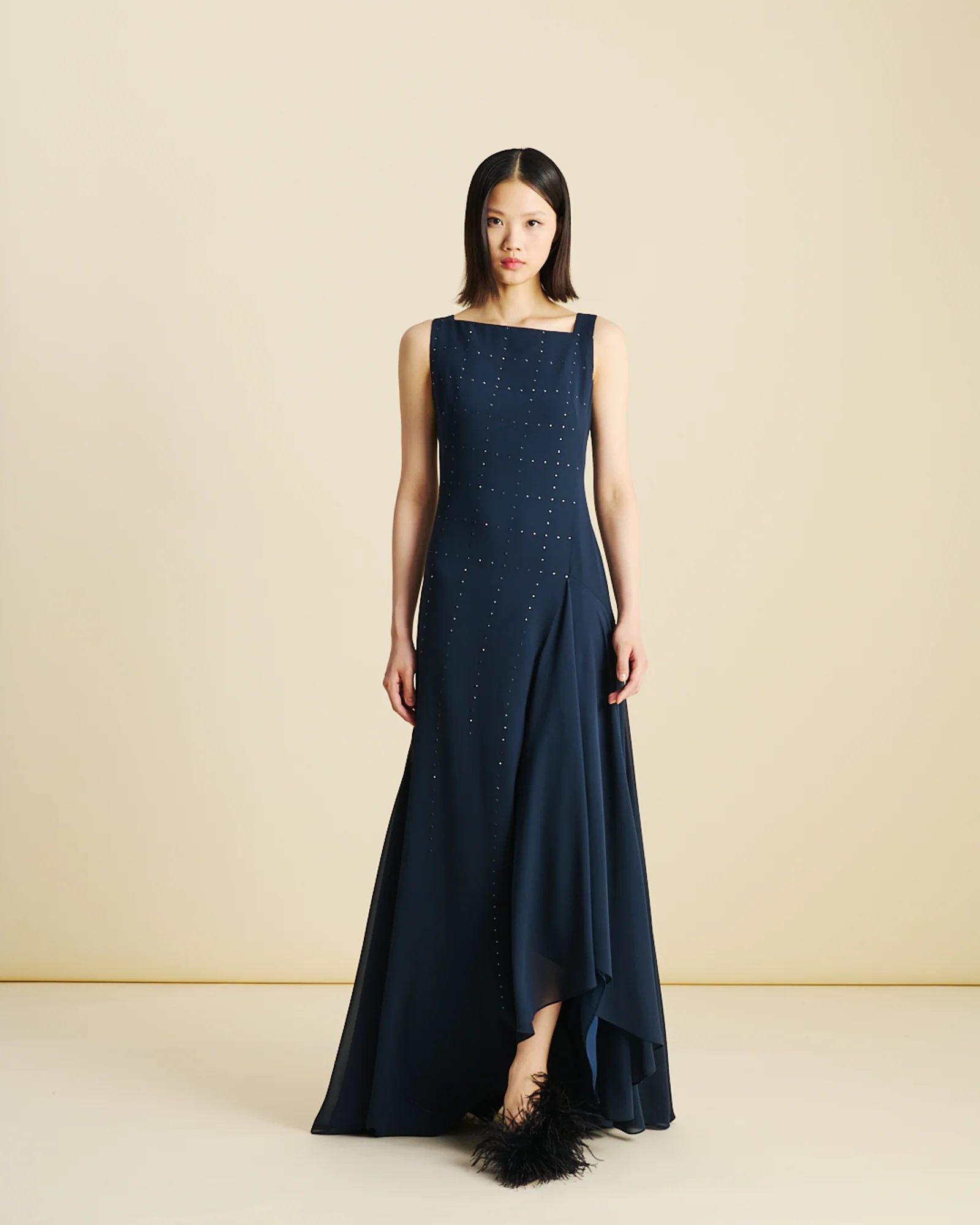 Swarovski Crystal Square Studs Gown with Slit - Image 2