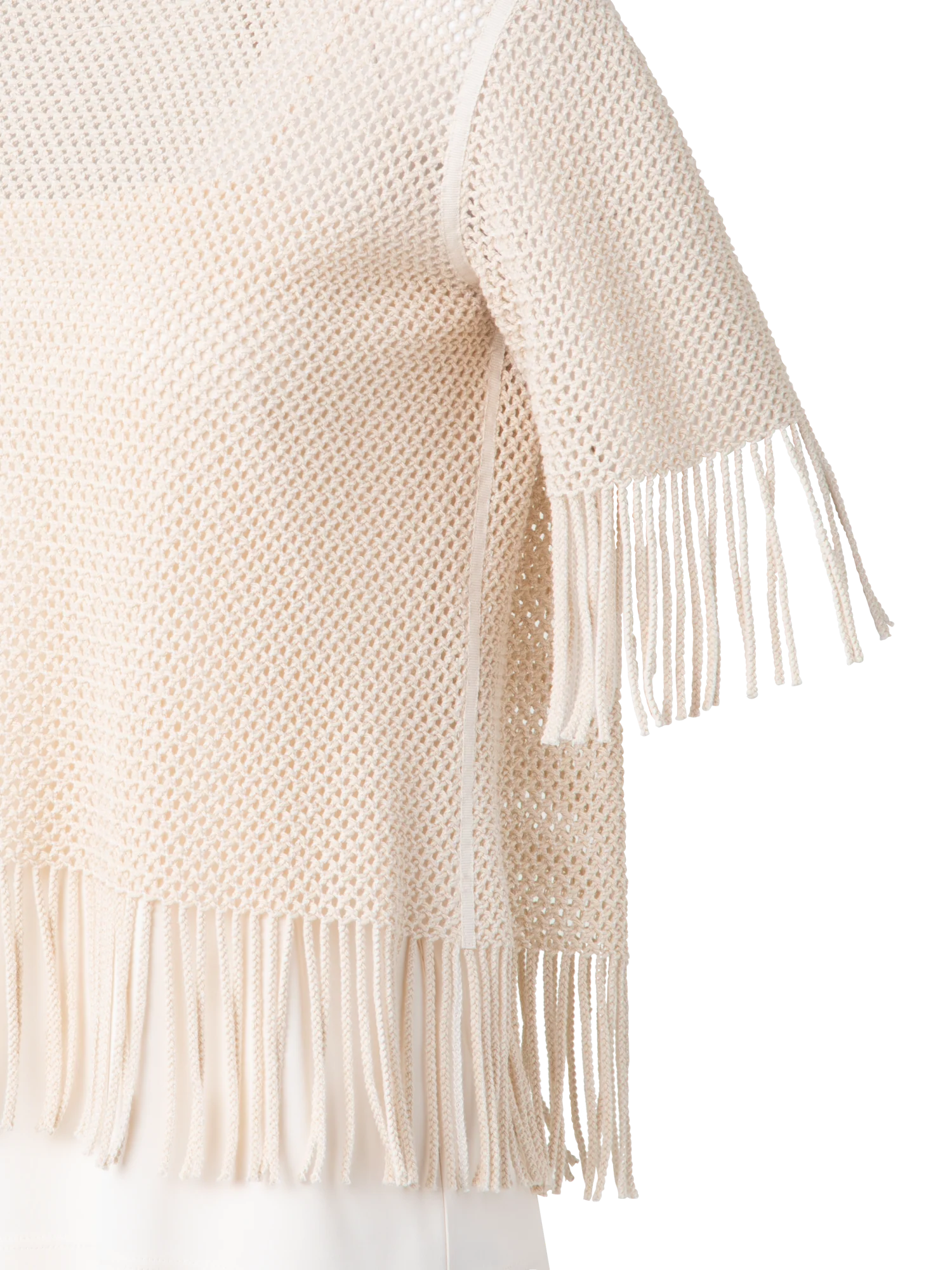 T-Shirt in Cotton Mesh wth Fringes - Image 3