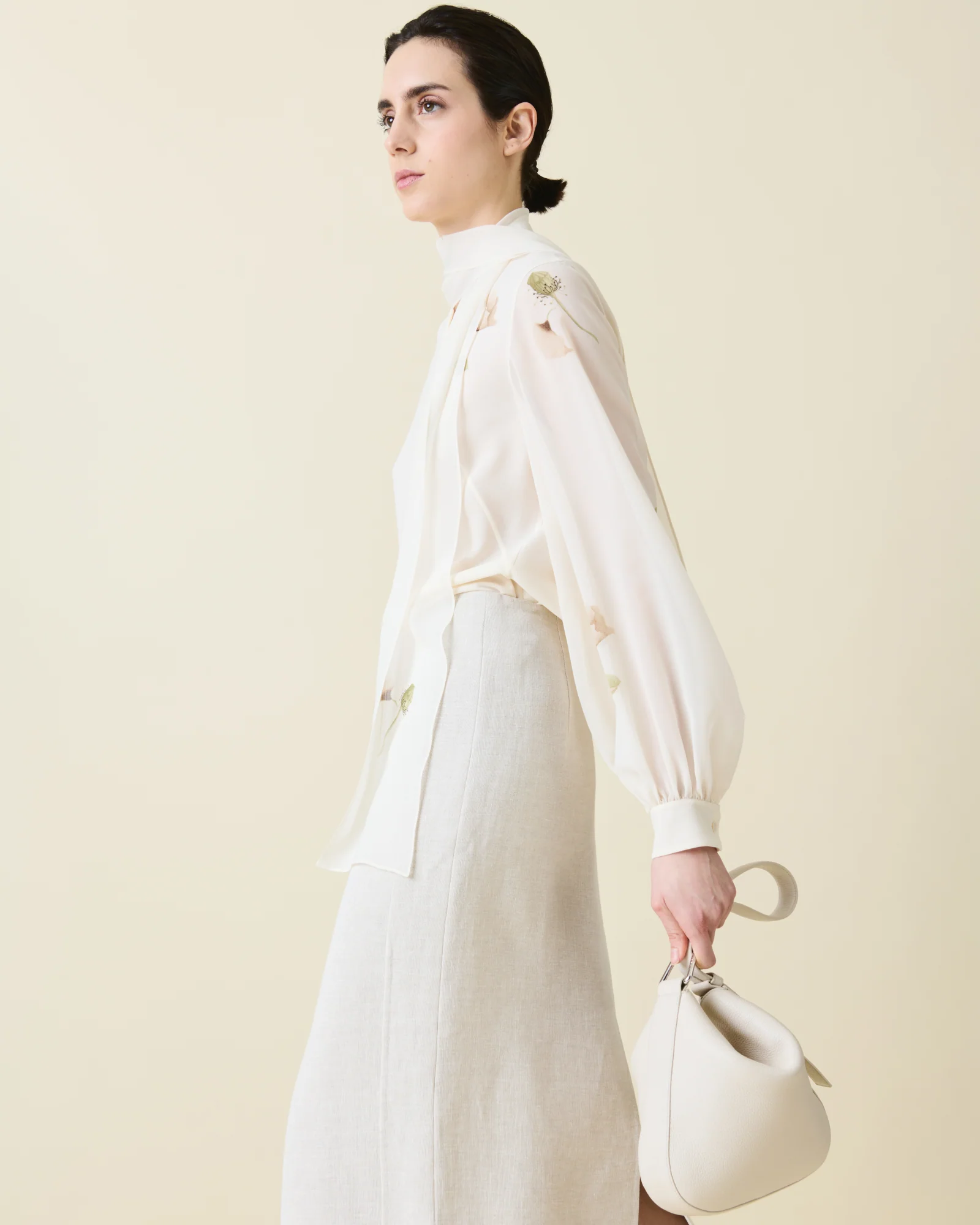 Tie Neck Silk Blouse with Anemone Print - Image 2