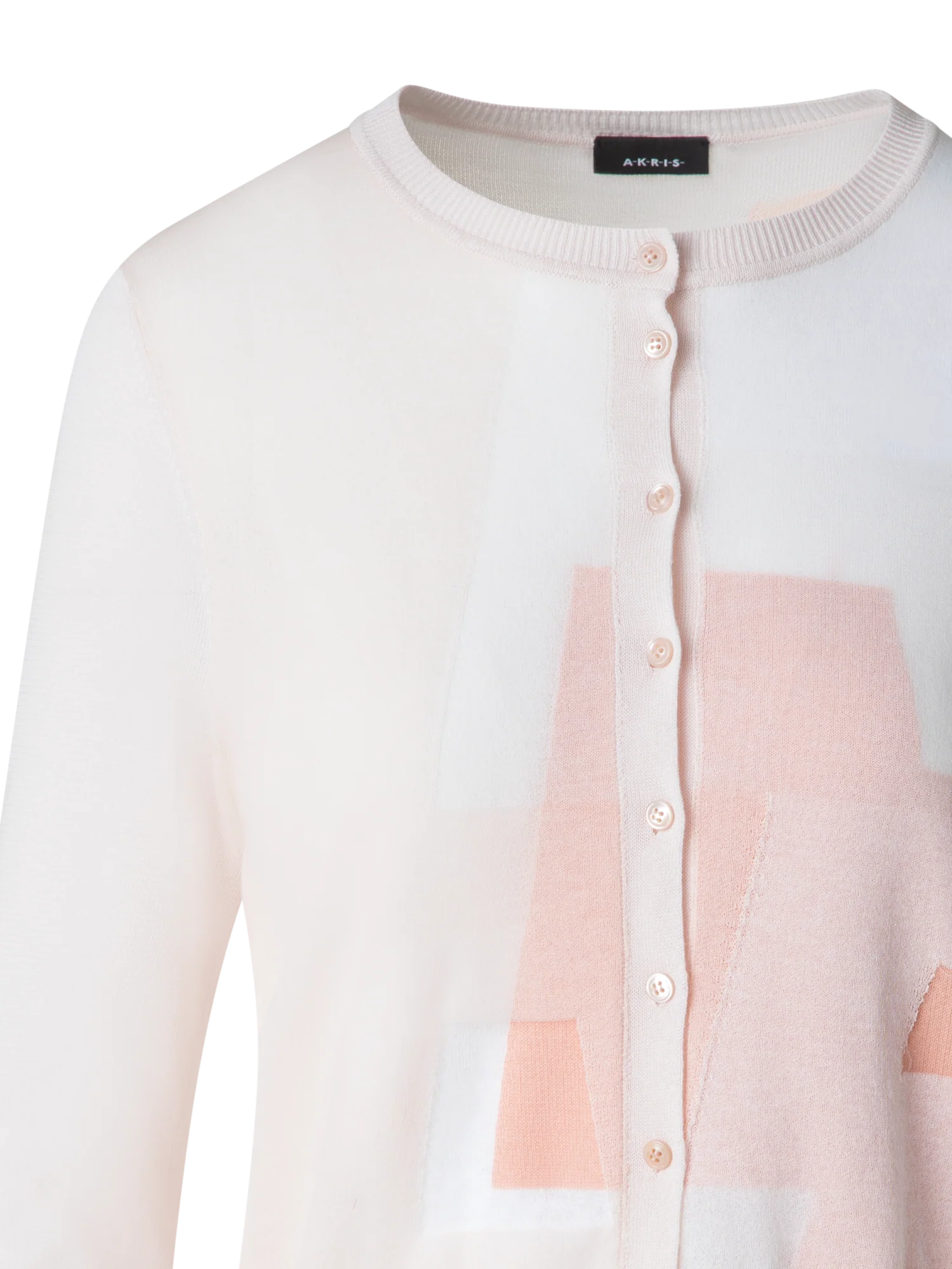 Trapezoid Intarsia Linen Blend Cardigan - Image 4