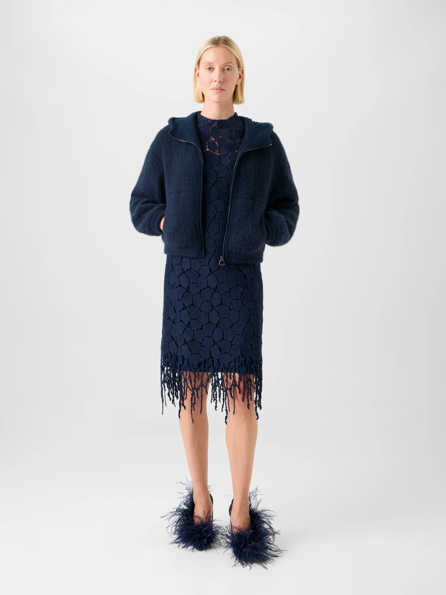 Ultra-Soft Cashmere Silk Bouclé Zip Hoodie - Image 2
