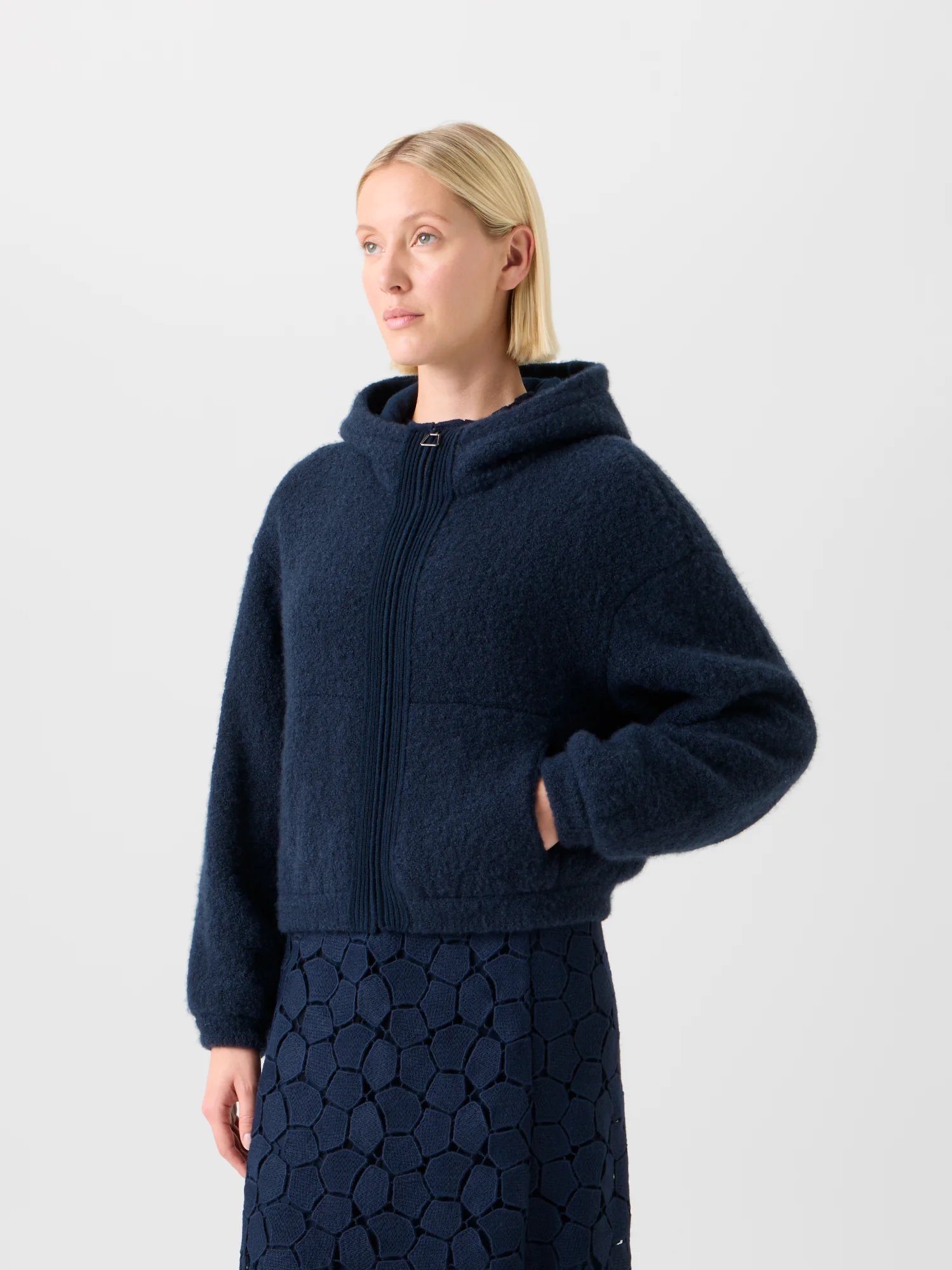 Ultra-Soft Cashmere Silk Bouclé Zip Hoodie - Image 4