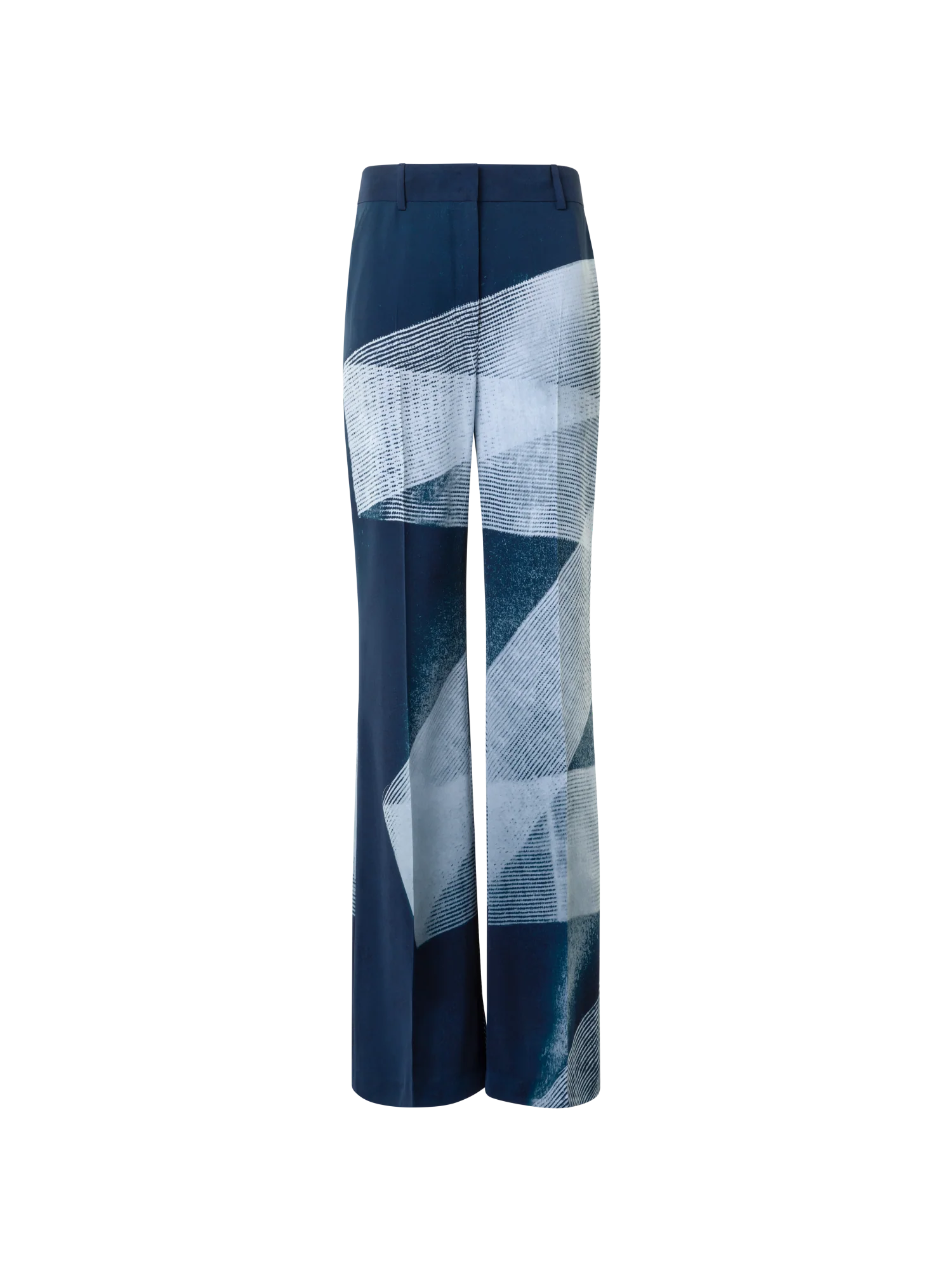 Wide Straight Silk Pants in Zigzag Print