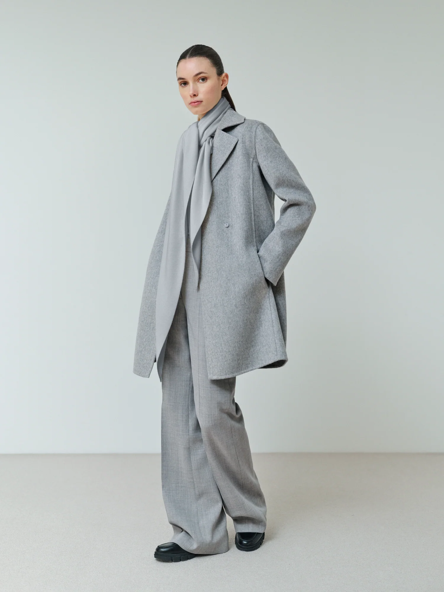 Wide Straight Wool Stretch Double-Face Pants - Image 5