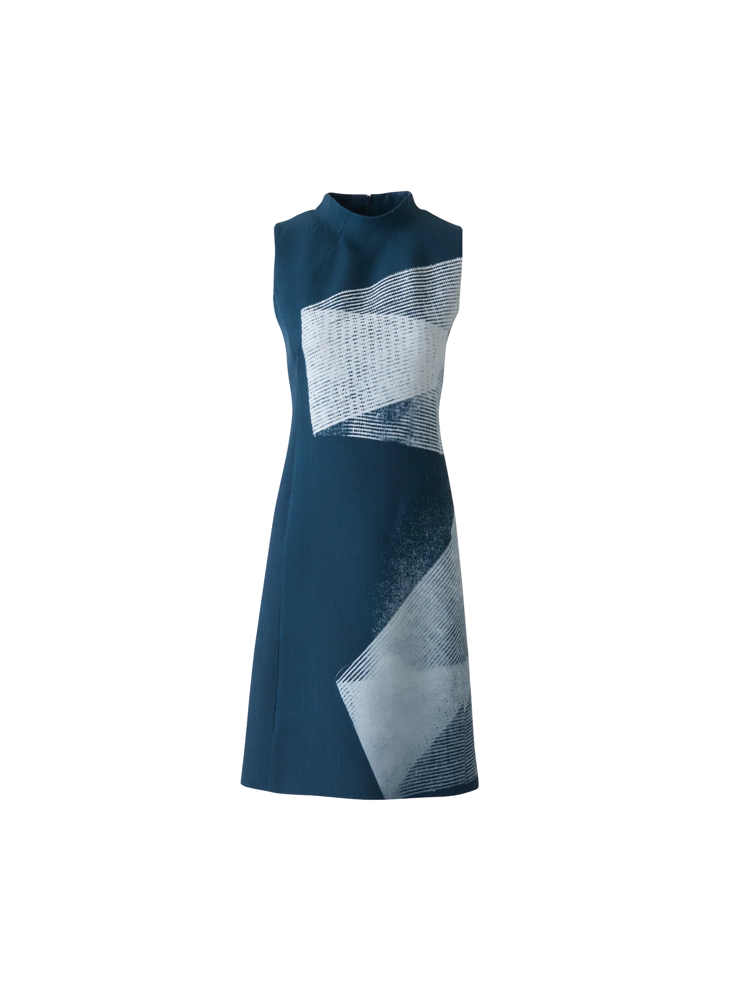 Wool Double-Face Sheath Dress in Zigzag Print