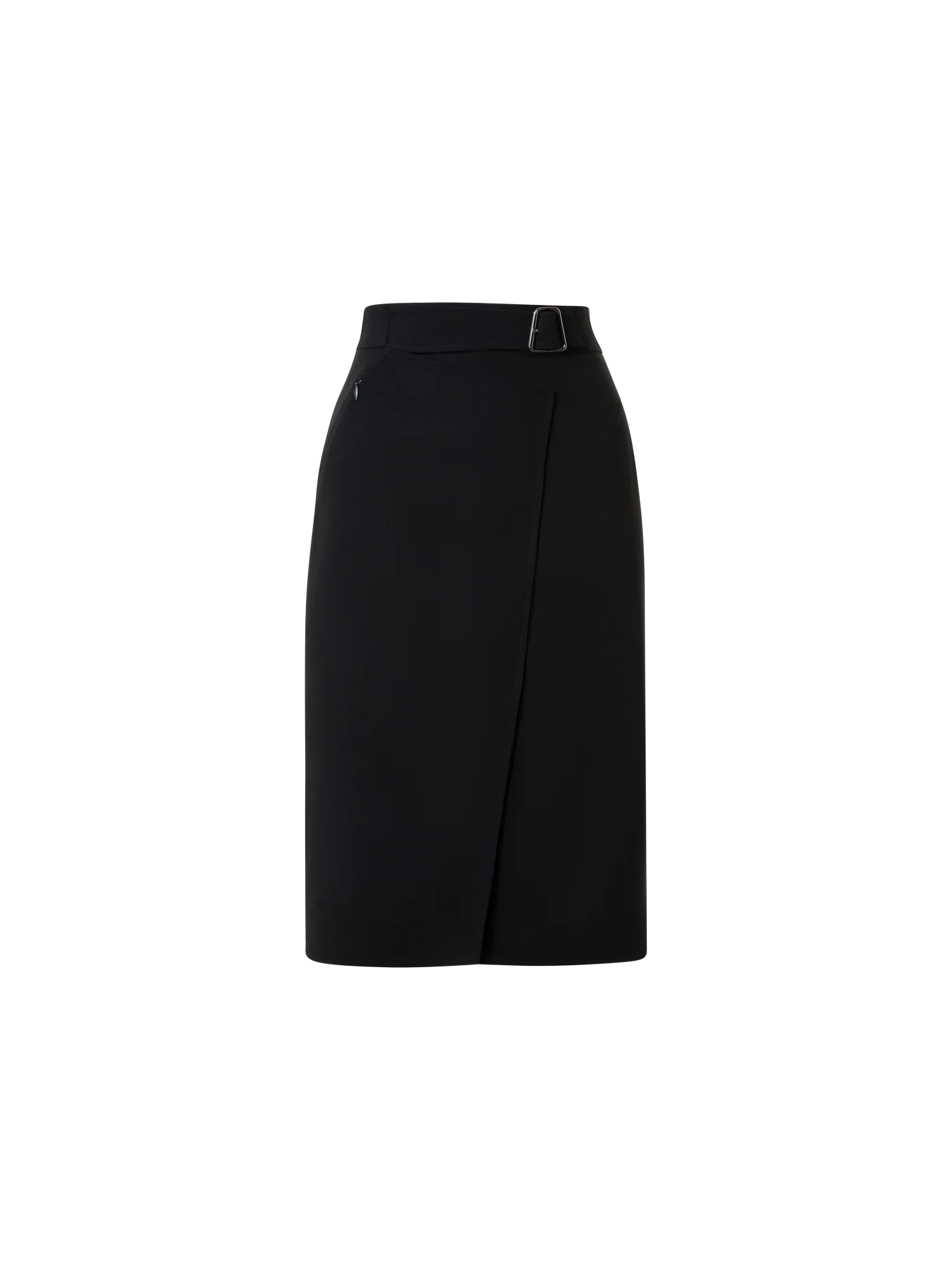 Wool Double-Face Wrap Effect Pencil Skirt