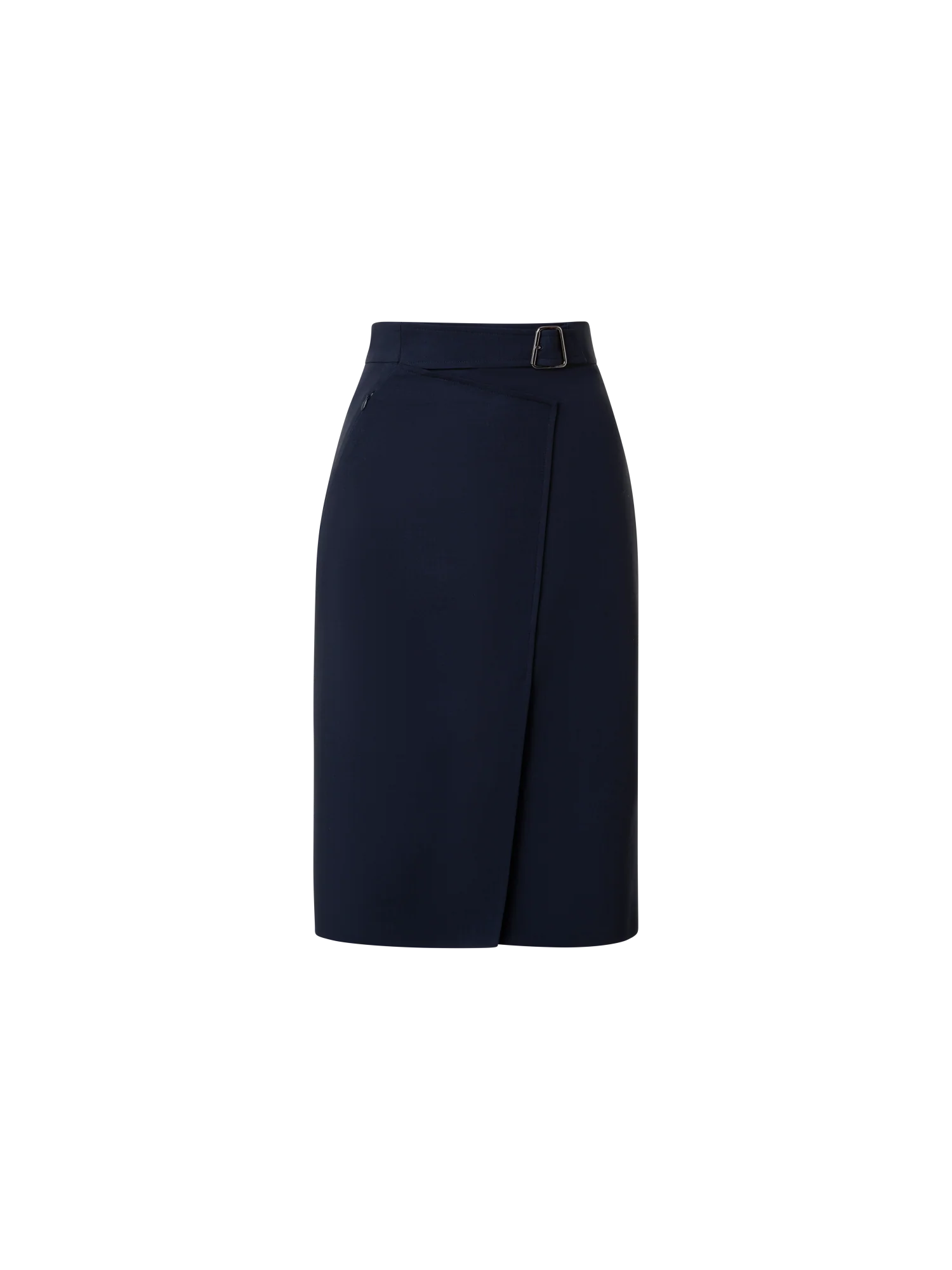 Wool Double-Face Wrap Effect Pencil Skirt